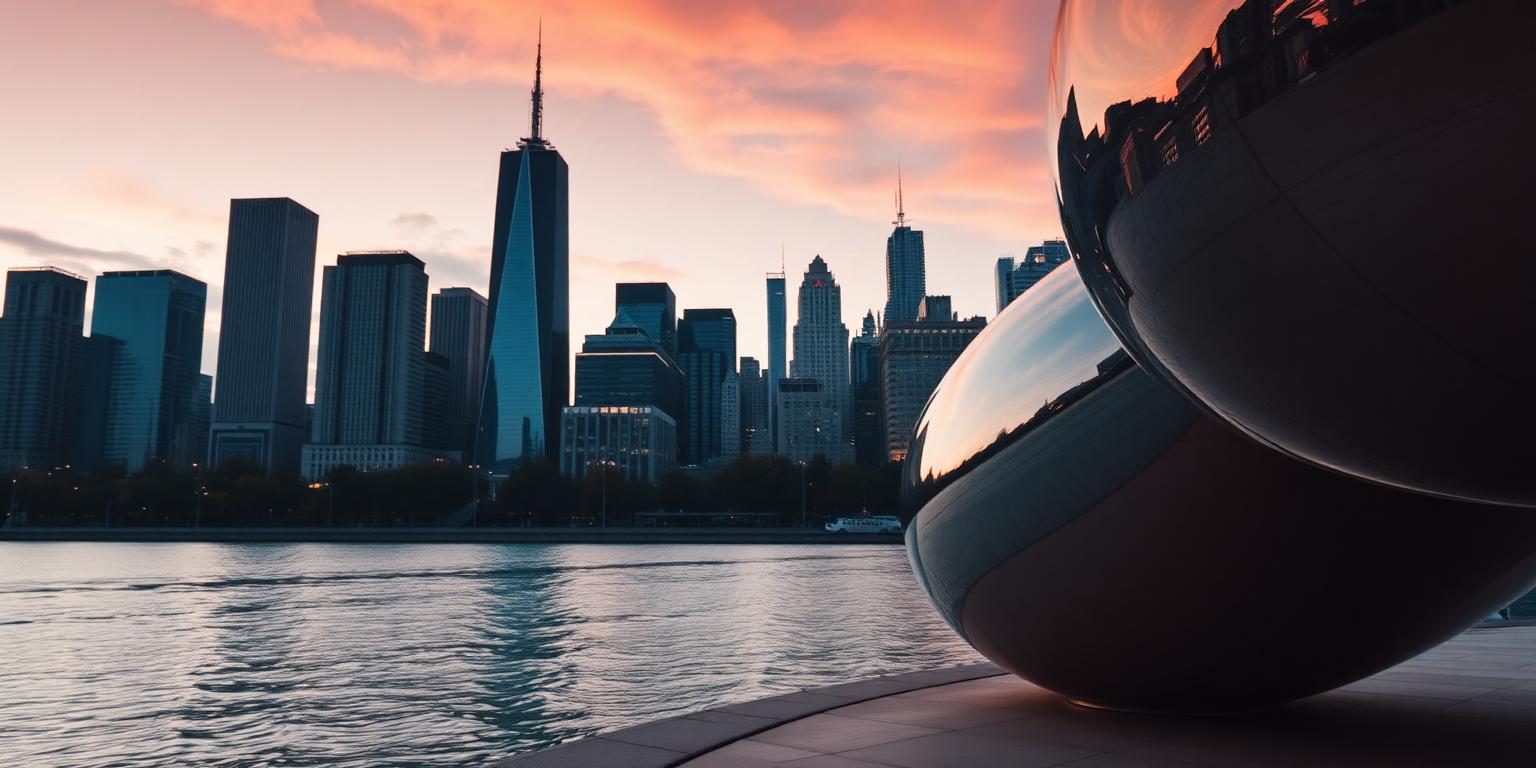 Chicago skyline with Cloud Gate on the lakefront
